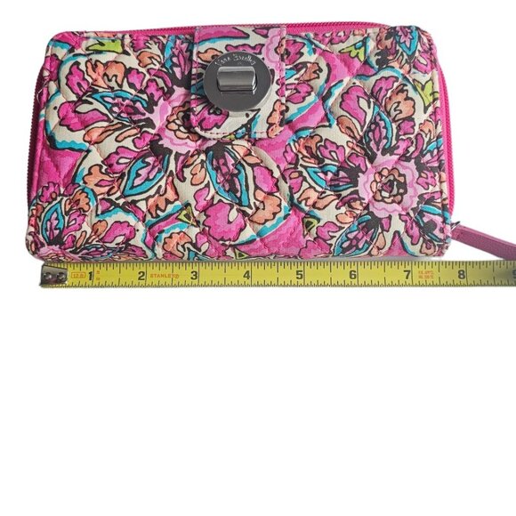 Vera Bradley Floral turnlock dZip Wallet - Pink Holds Your Life & Secrets RDIF - Picture 5 of 9